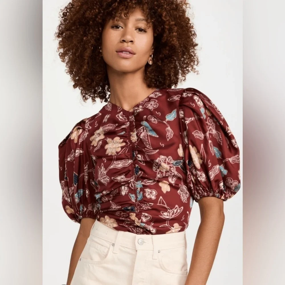 Ulla Johnson Elise ruched-silk blouse